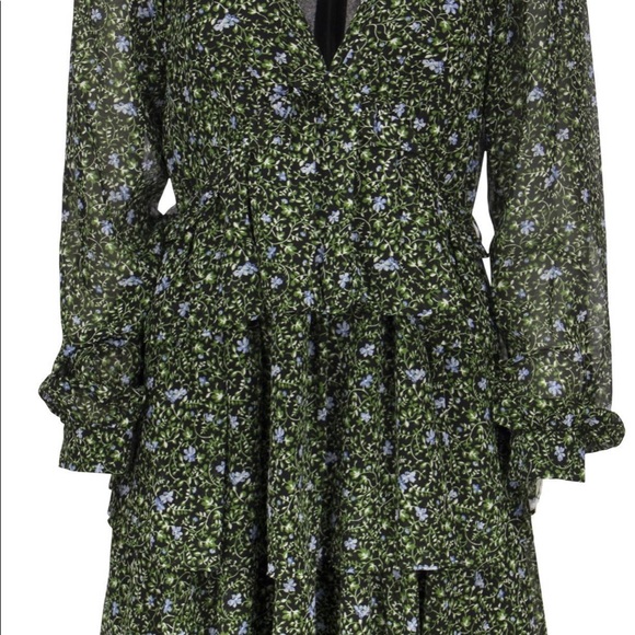 MICHAEL KORS     GEORGETTE MINIDRESS WITH FLORAL PATTERN AND RUFFLES - Picture 2 of 7